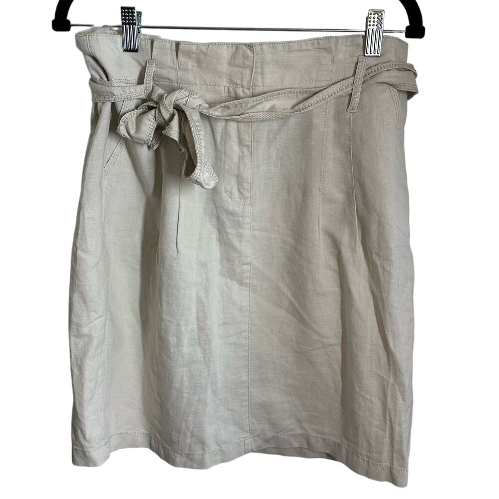 Ann Taylor Tan Linen Blend Belted Mini Skirt NWT Size 8